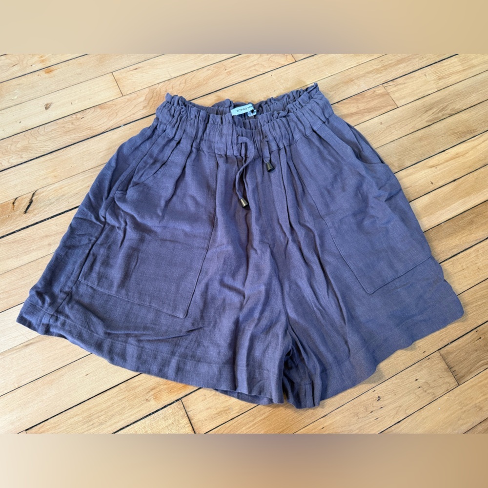 Sitting Pretty brown paperbag waist rayon/linen‎ casual baggie oversized shorts